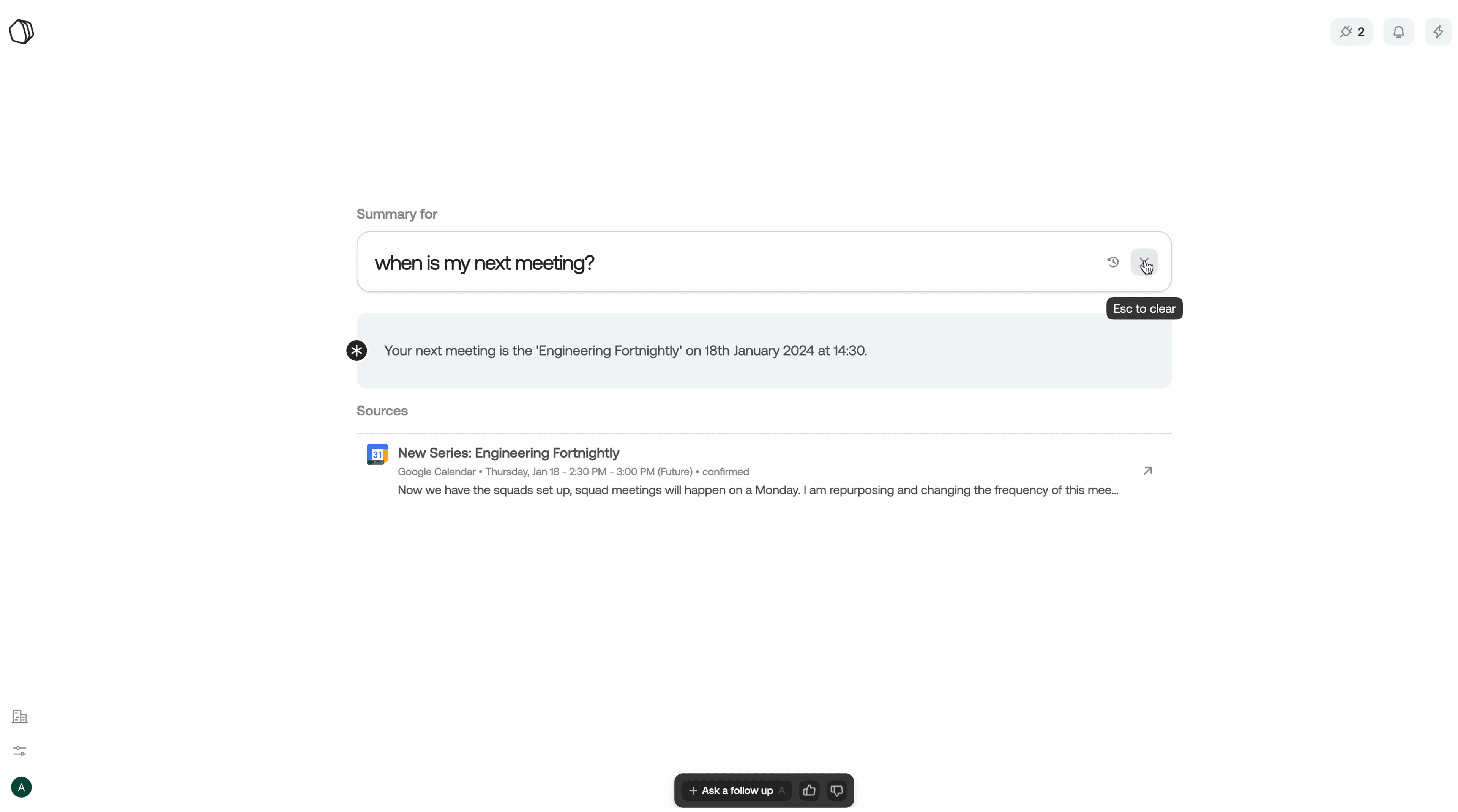 Enterprise AI search interface