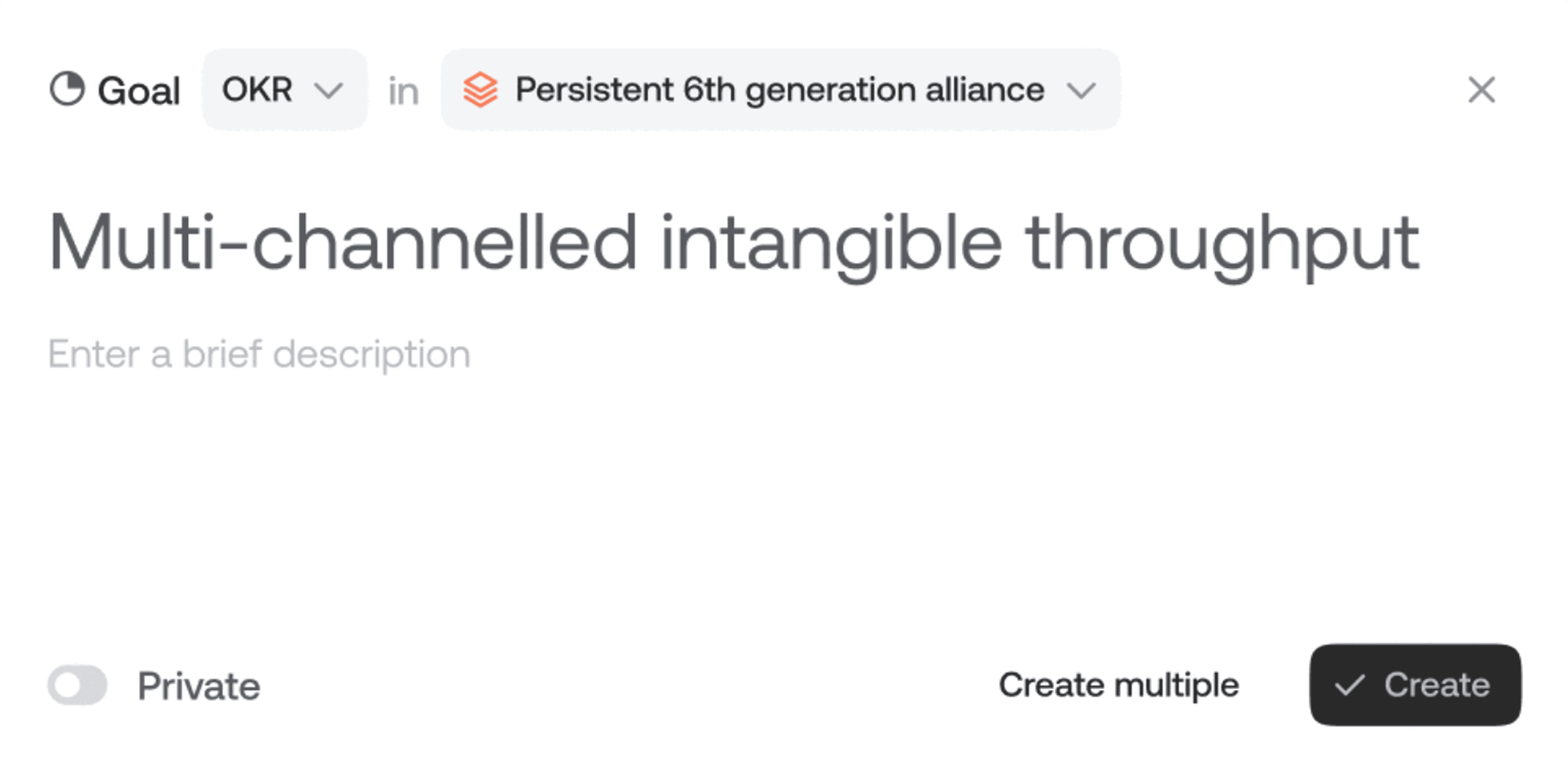 Goals creation modal