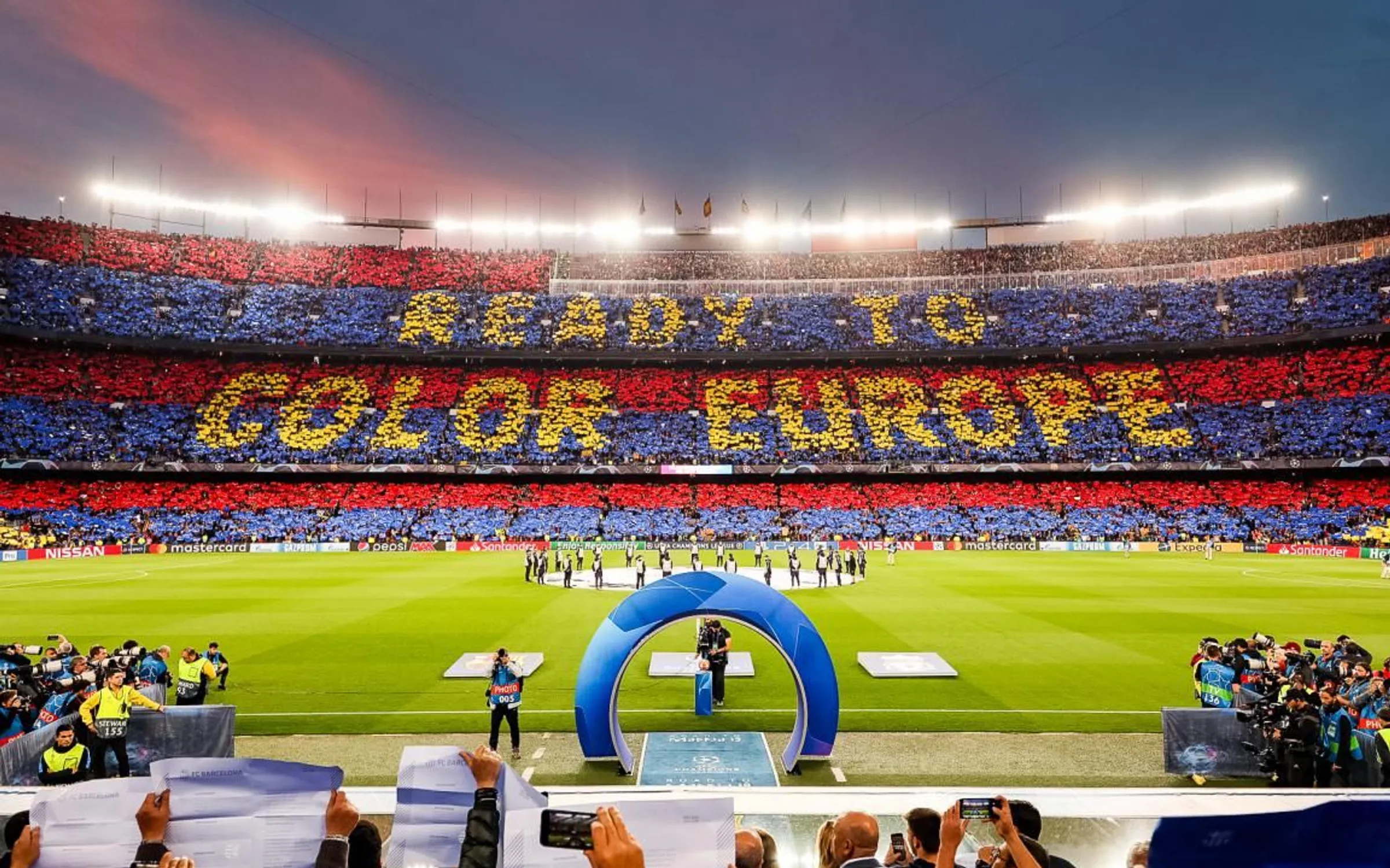 Barcelona supporters filling a stadium